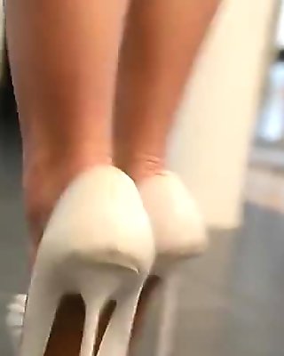 frenchteen slutoutfit showing used& high heels&upskirt