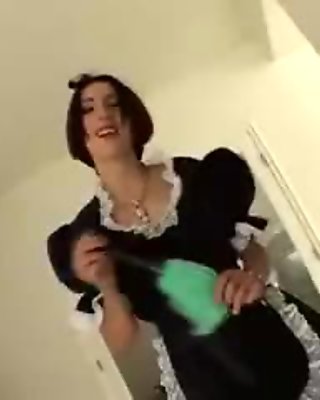 french maid in stockings gets her pussy and ass filled